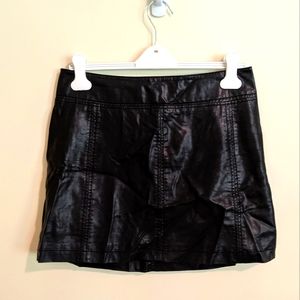 Free People Black Faux Leather Skirt